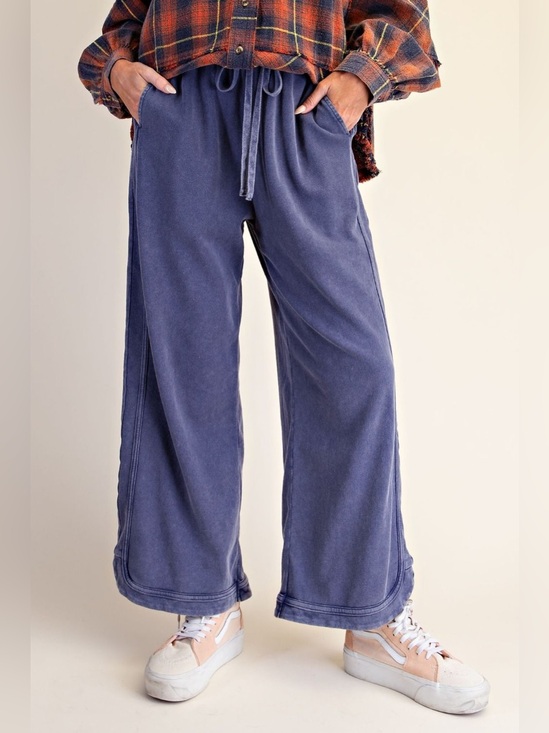 easel Pants - Easel Faded Navy Washed Terry Knit Pants